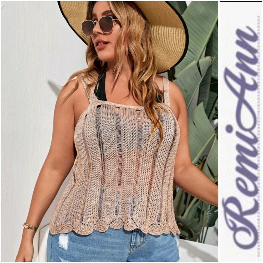 Plus Plain Knitted Cover Up